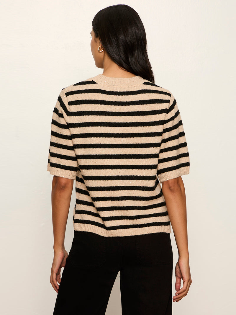 Perfect Sequin Sweater Tee Hazelnut / Black Stripe alt 2