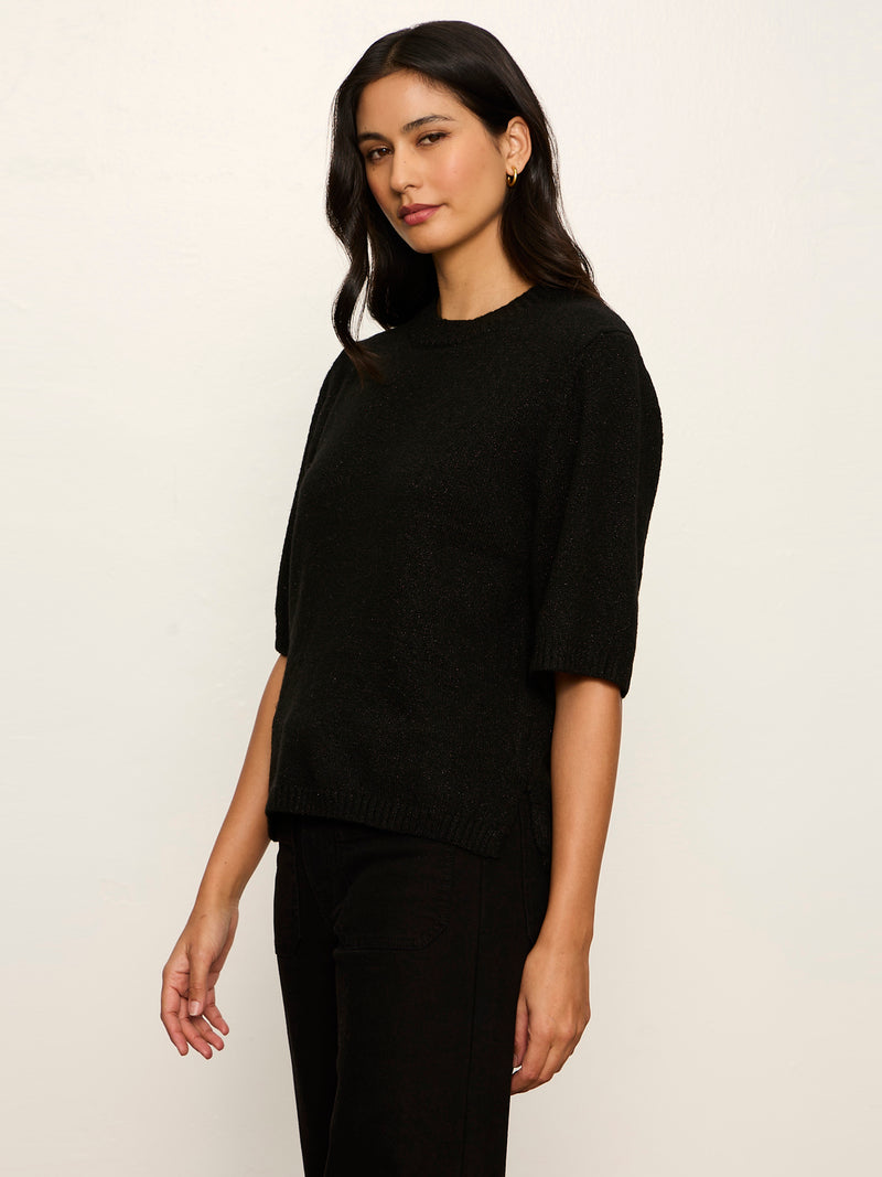 Perfect Sequin Sweater Tee Black Petite Sizing alt 2