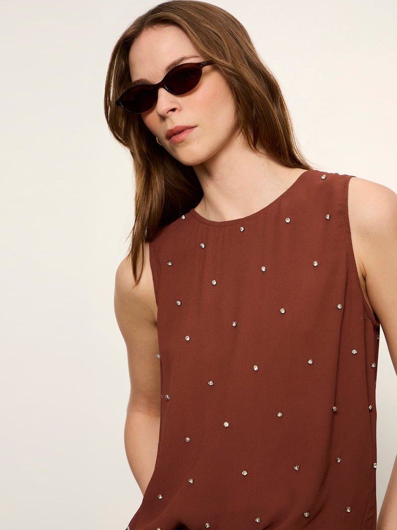 Margo Embellished Shell Top Burnt Cocoa alt 4