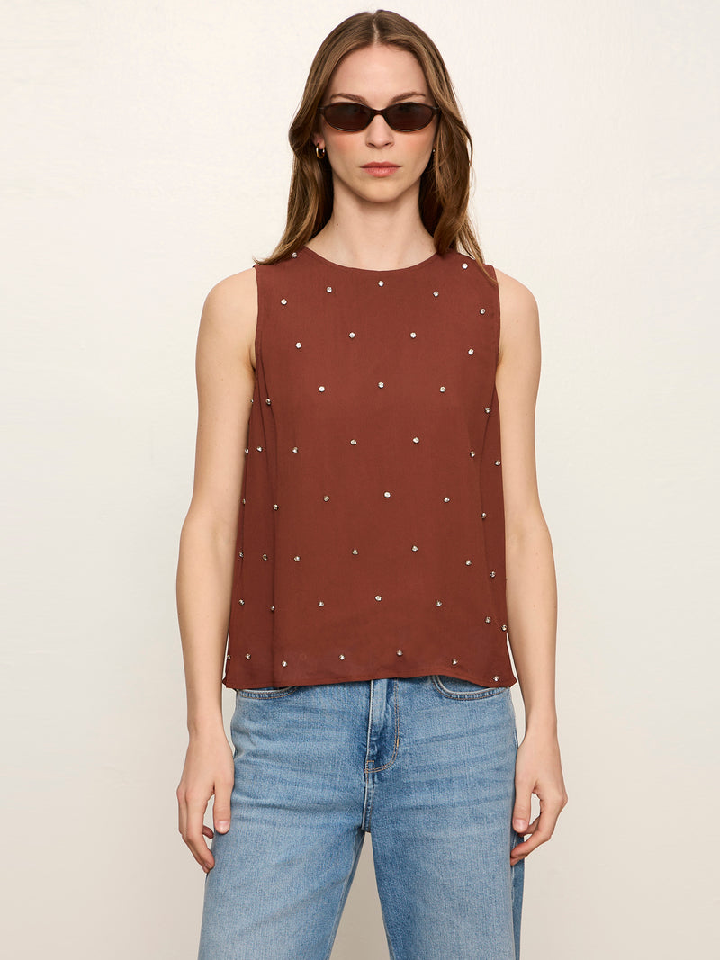 Margo Embellished Shell Top Burnt Cocoa alt 1