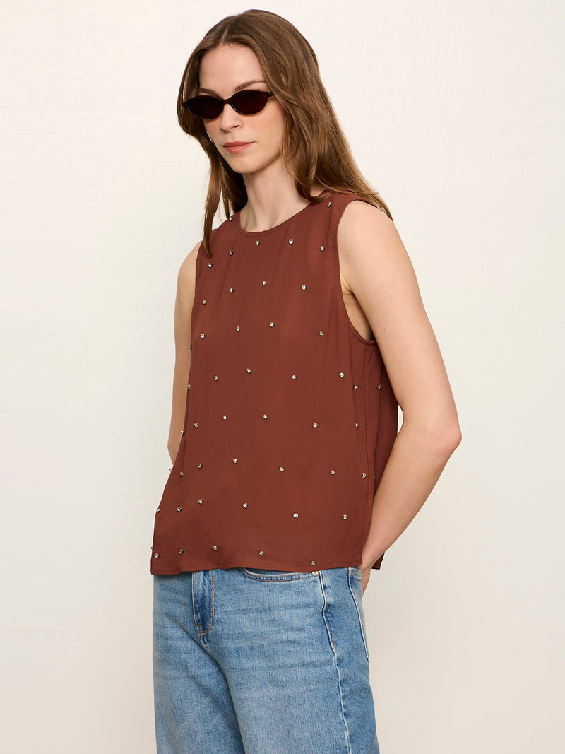 Margo Embellished Shell Top Burnt Cocoa alt 2
