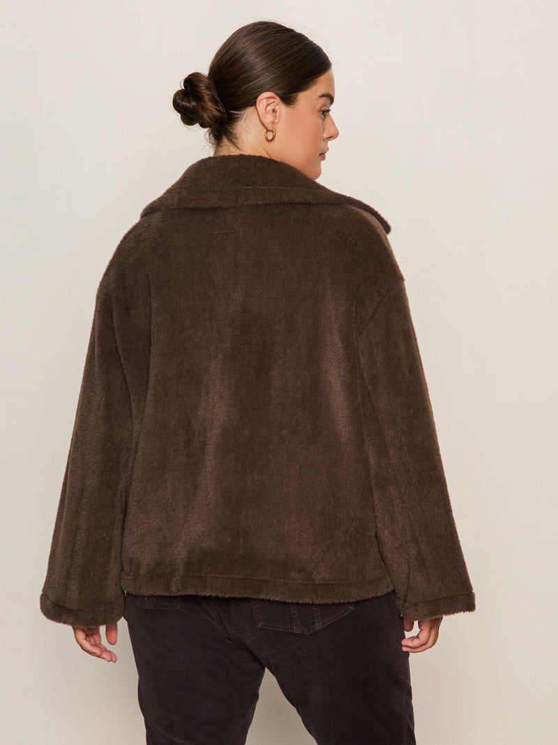Colette Fur Jacket Choco Chip Extended Sizing alt 3