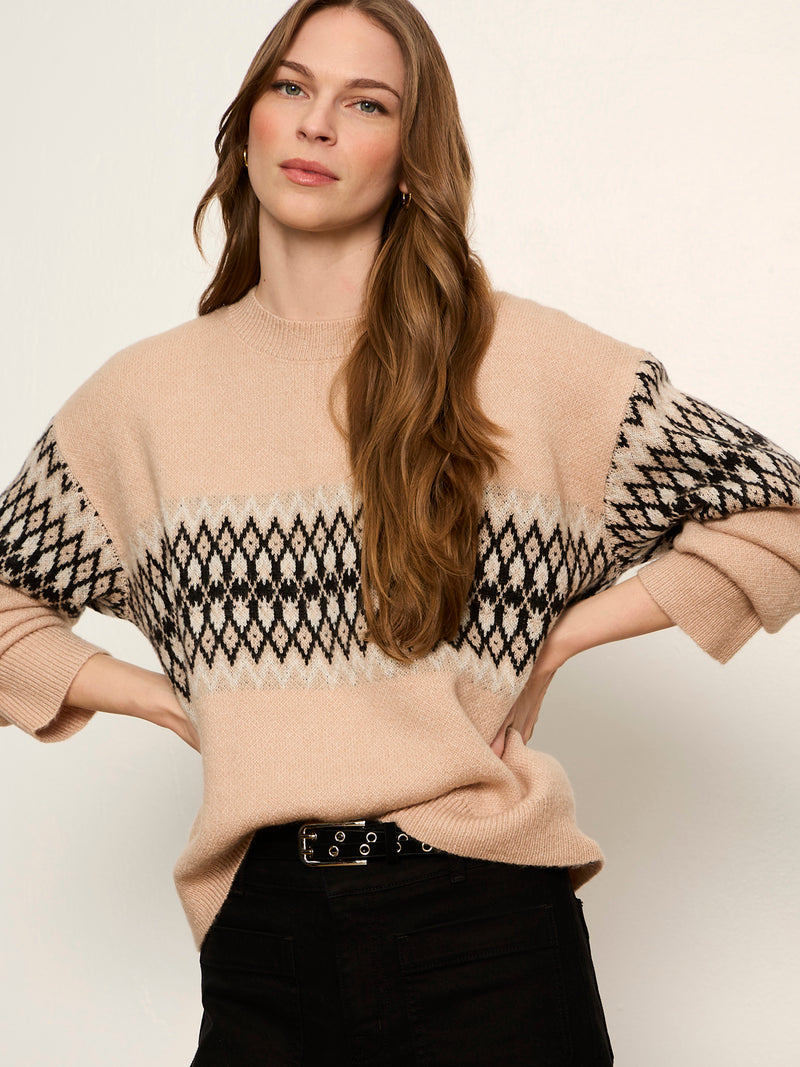 Argyle Crew Pullover Hazelnut Argyle Petite Sizing alt 1