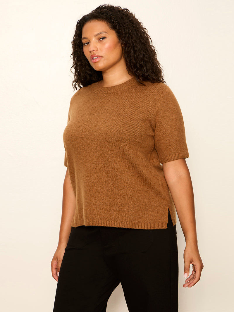 Perfect Sweater Tee Cocoa Powder Extended Sizing alt 1