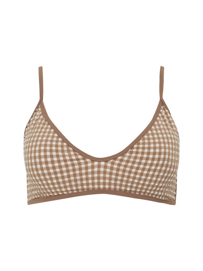Scoop Front Bra Bikini Top Toasted Coconut Gingham alt 3
