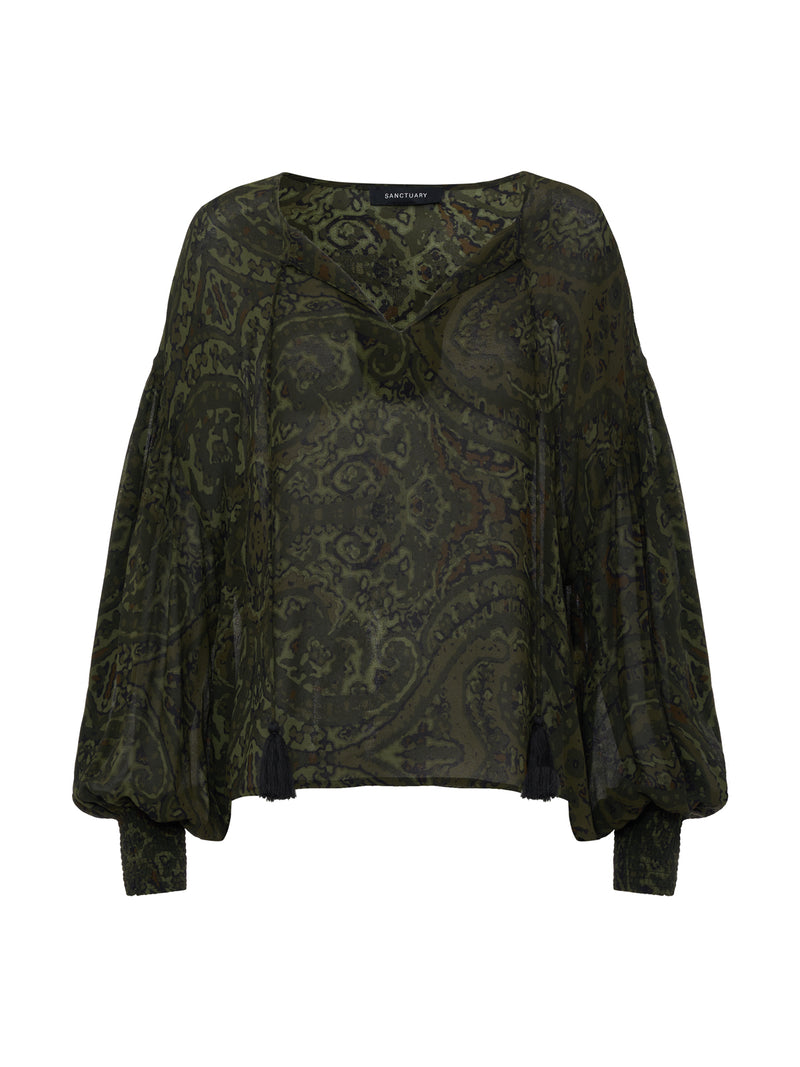 The Moment Volume Blouse Midnight Moss alt 6