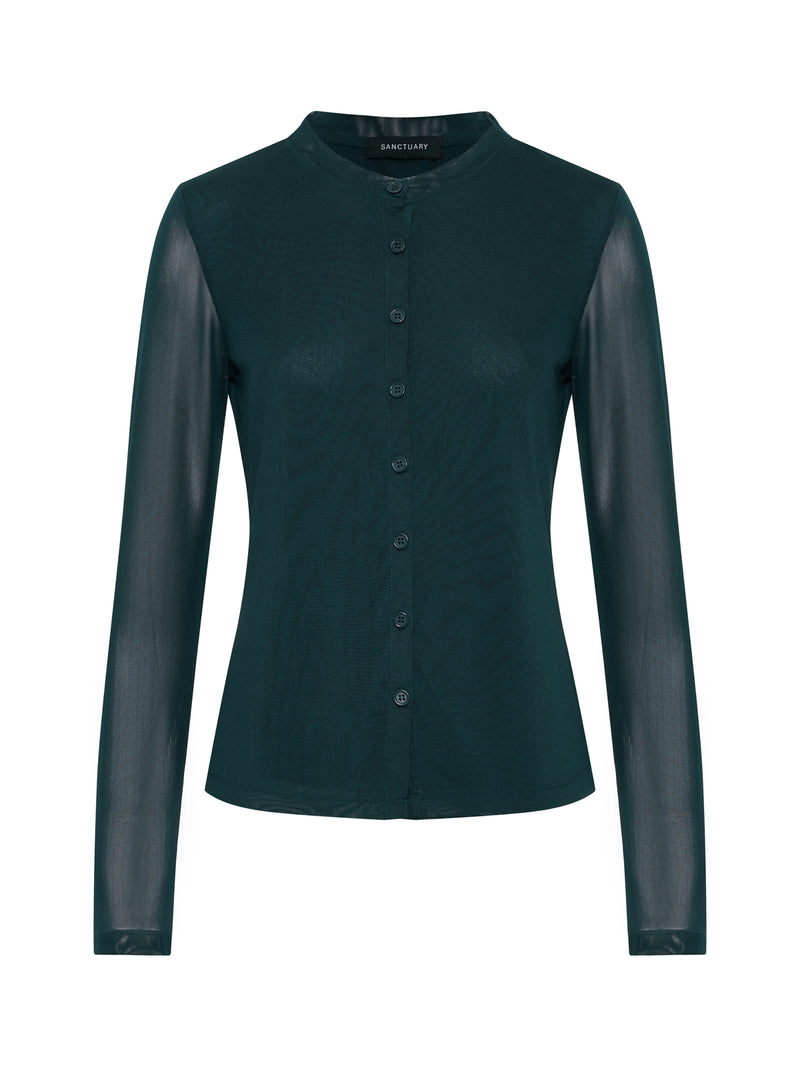 Mesh Long Sleeve Cardigan Forest alt 6