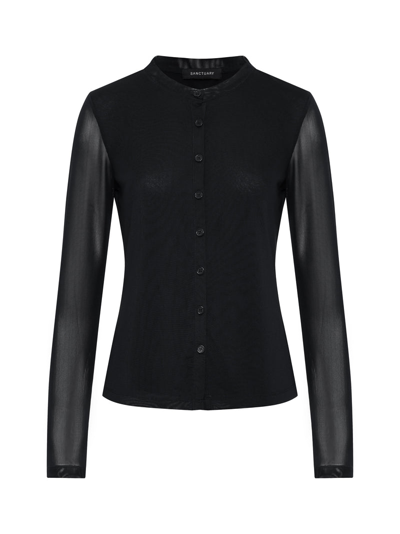 Mesh Long Sleeve Cardigan Black alt 6