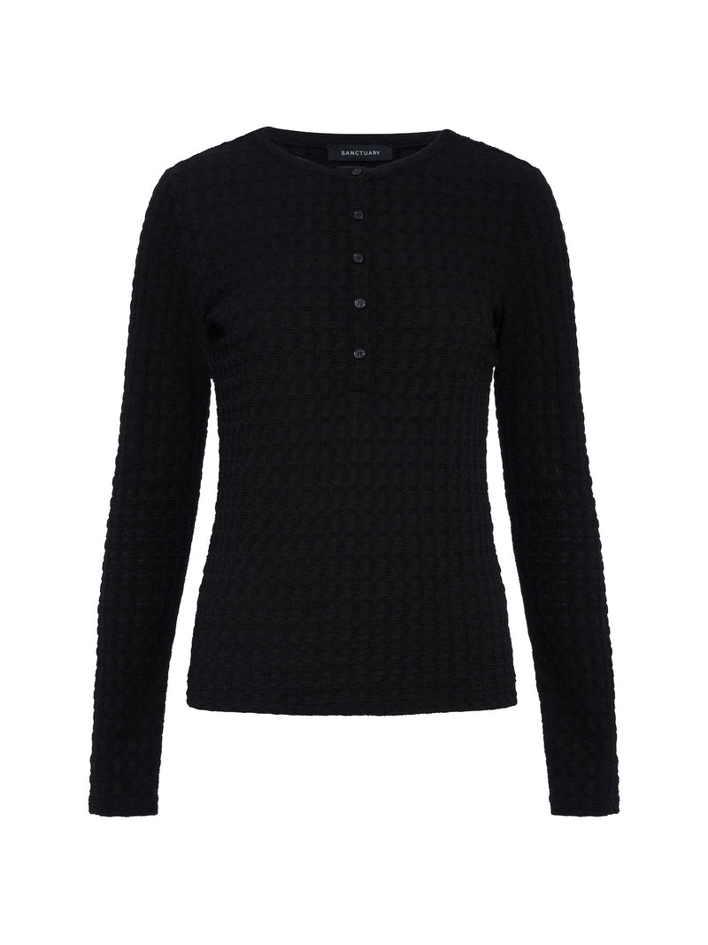 Not So Basic Textured Top Black Extended Sizing alt 5