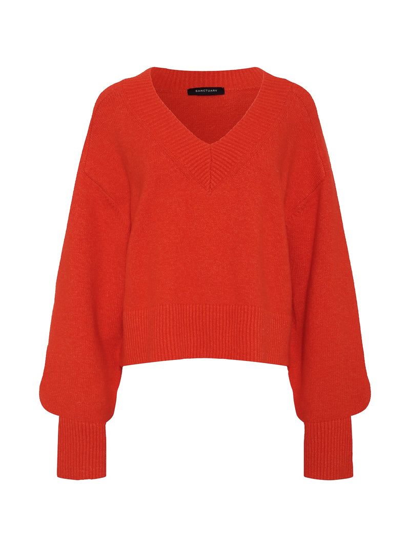 Vanna V-Neck Sweater Red Hot alt 6