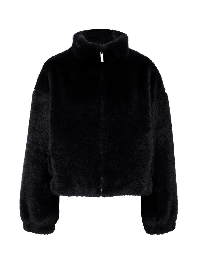 Everest Fur Bomber Black Extended Sizing alt 6