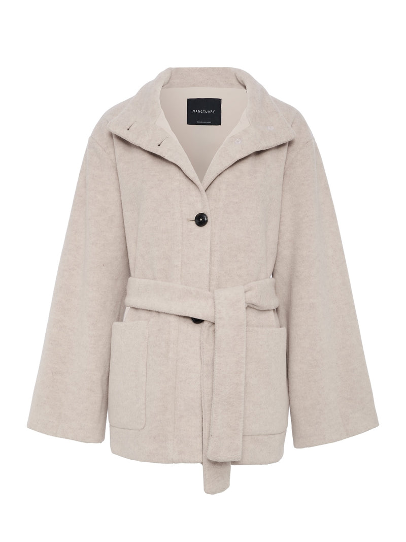 Bundled Wool Coat Bone alt 6