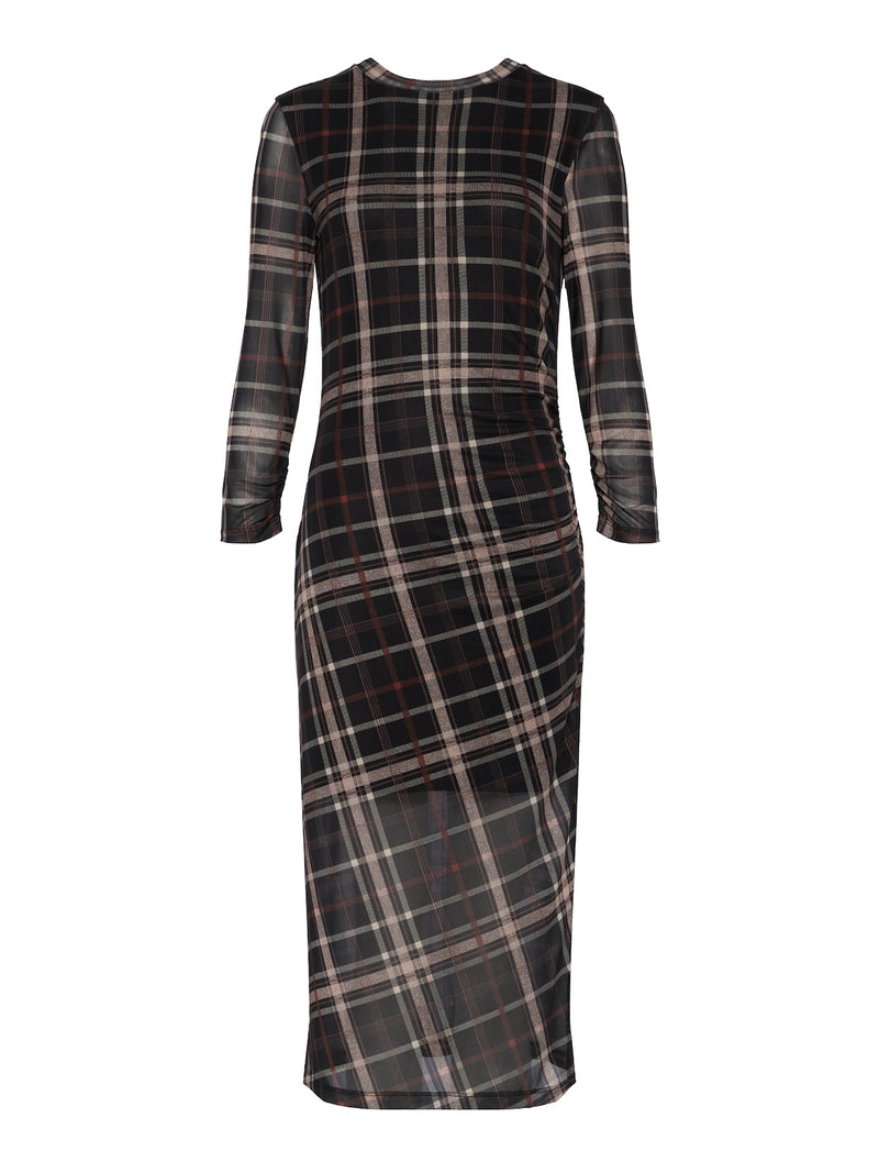 Easy Autumn Mesh Dress Cinder Plaid alt 4