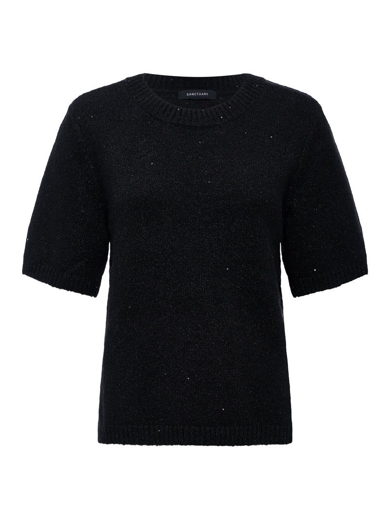 Perfect Sequin Sweater Tee Black Petite Sizing alt 6