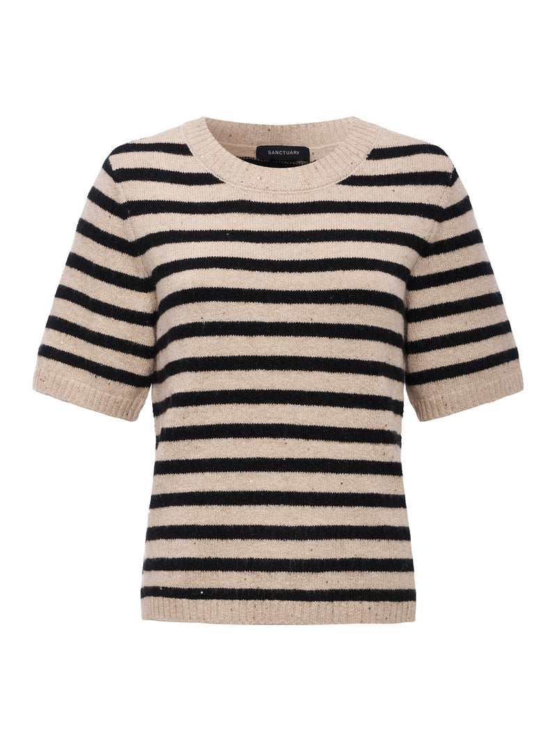 Perfect Sequin Sweater Tee Hazelnut / Black Stripe alt 5