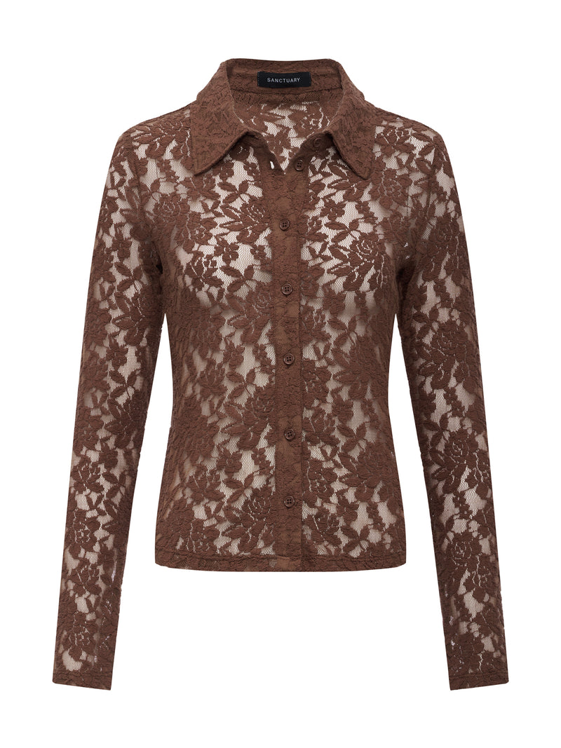 Dreamer Lace Shirt Cocoa Powder Extended Sizing alt 6