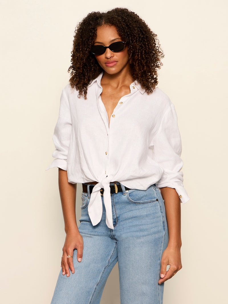 More Love Linen Tie Top White alt 6