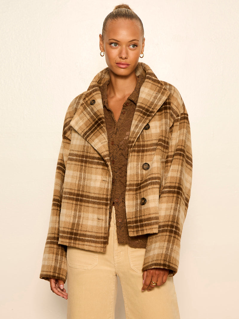 Avery Asymmetrical Jacket Dark Bone Plaid alt 1