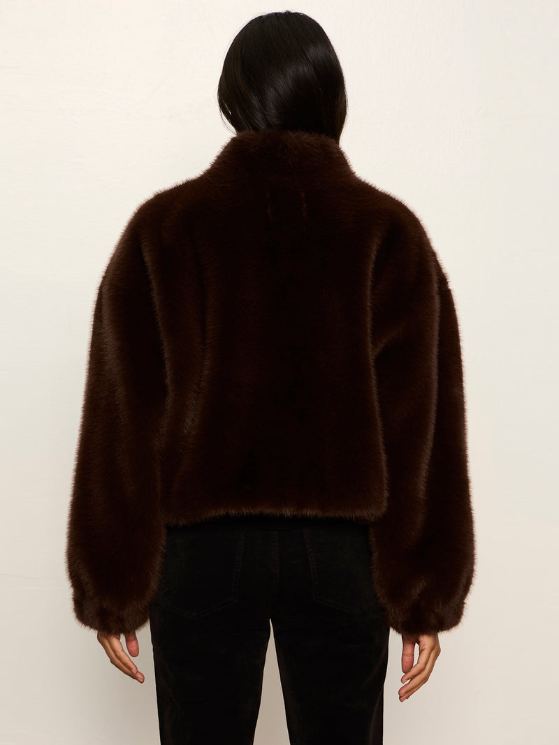 Everest Fur Bomber Espresso Martini Petite Sizing alt 4
