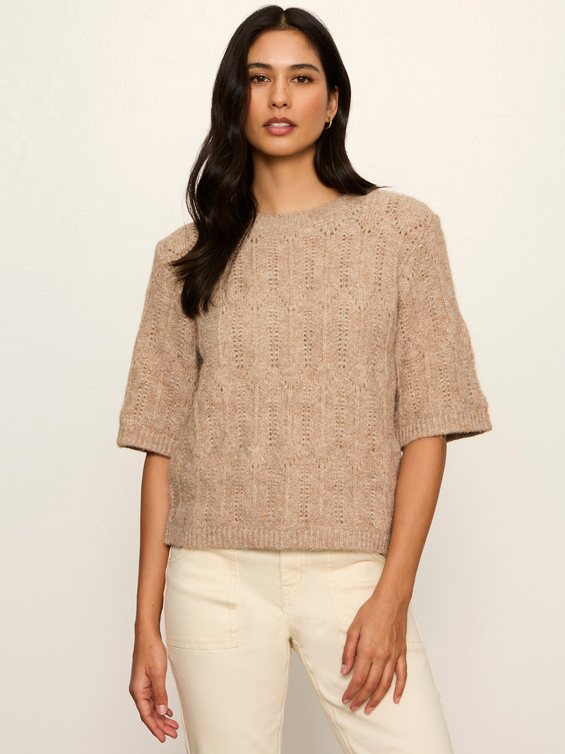 Pointelle Sweater Tee Heather Hazelnut alt 1
