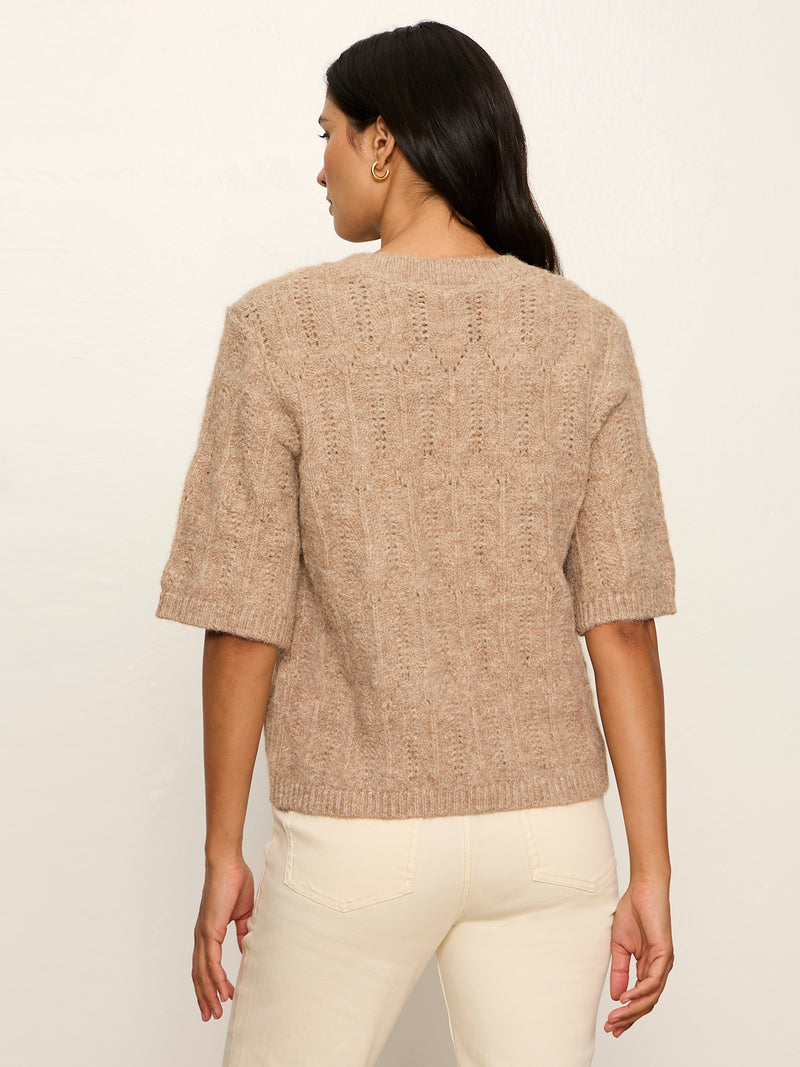 Pointelle Sweater Tee Heather Hazelnut Petite Sizing alt 4