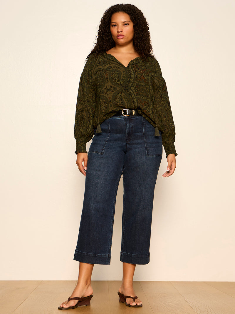The Moment Volume Blouse Midnight Moss Extended Sizing alt 5