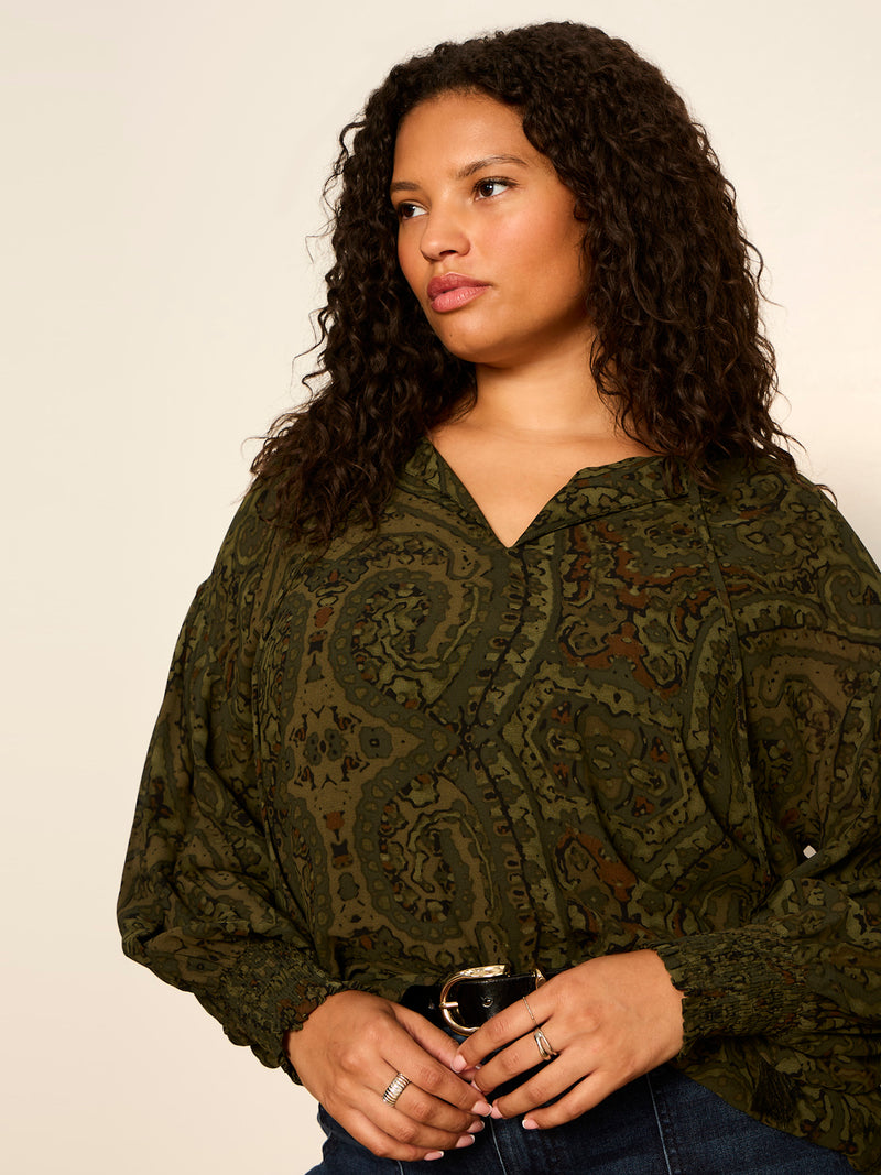 The Moment Volume Blouse Midnight Moss Extended Sizing alt 4