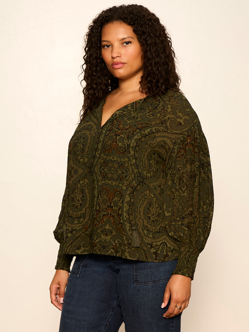 The Moment Volume Blouse Midnight Moss Extended Sizing alt 2