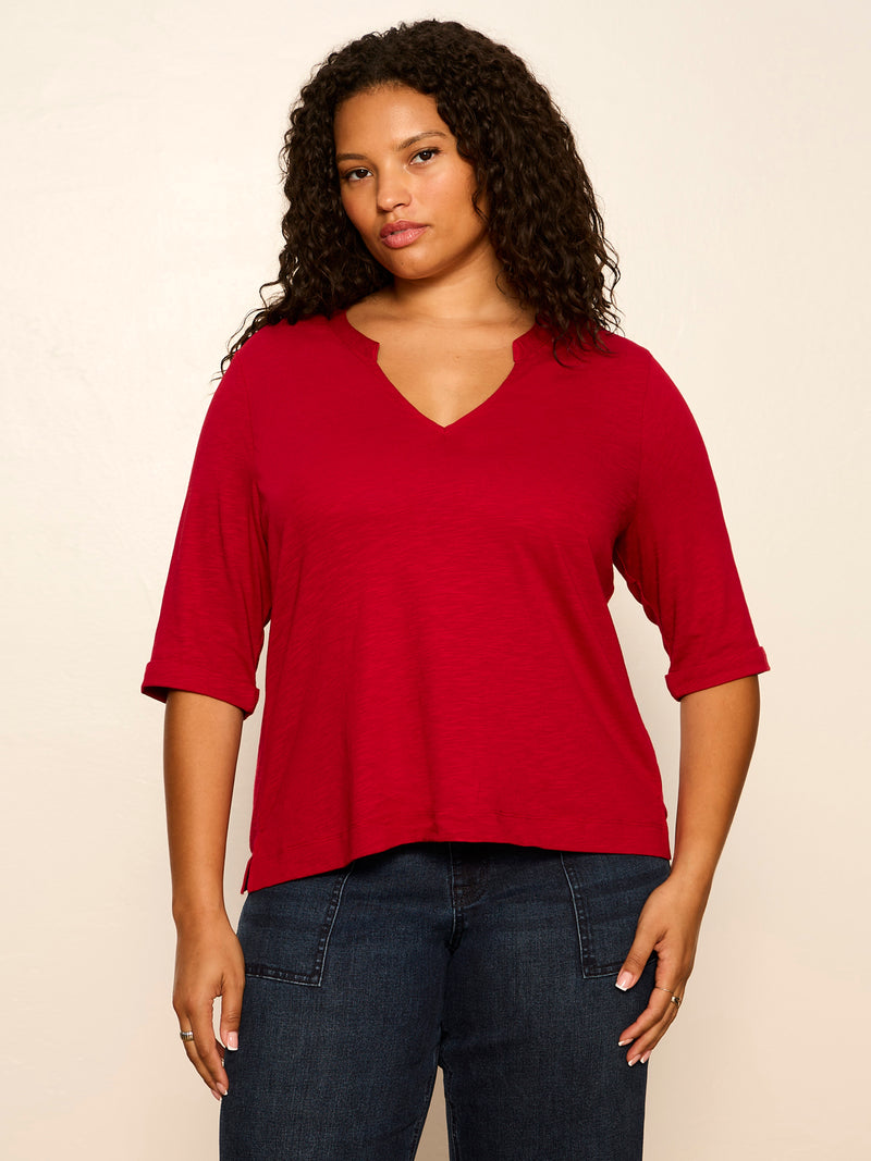 Dolce Notch Neck Tee Red Berry Extended Sizing alt 2