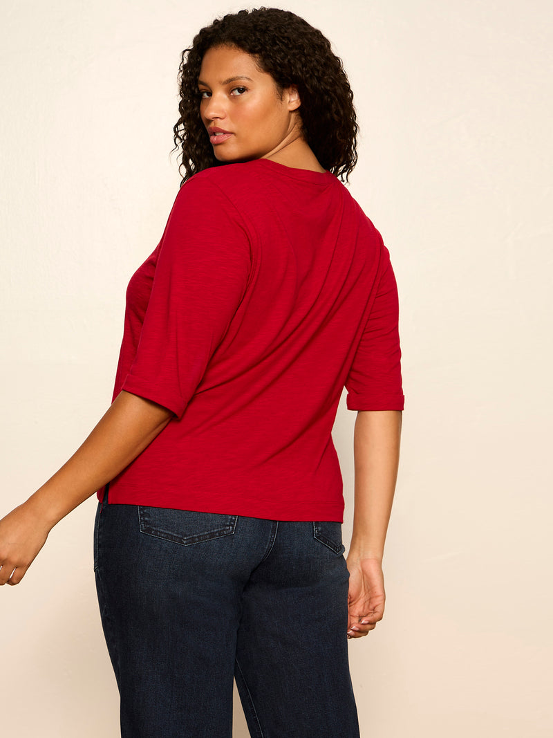 Dolce Notch Neck Tee Red Berry Extended Sizing alt 4