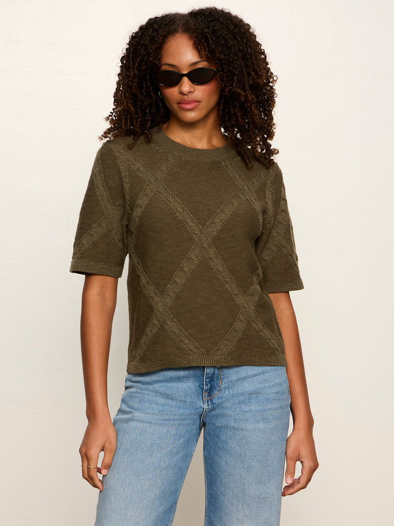 Diamond Stitch Sweater Tee Kalamata Petite Sizing alt 1