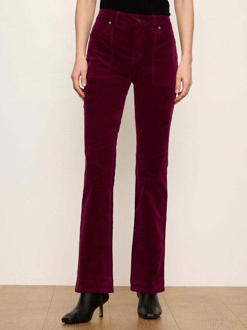 Play Date Velveteen Bootcut Pant Bordeaux Petite Sizing