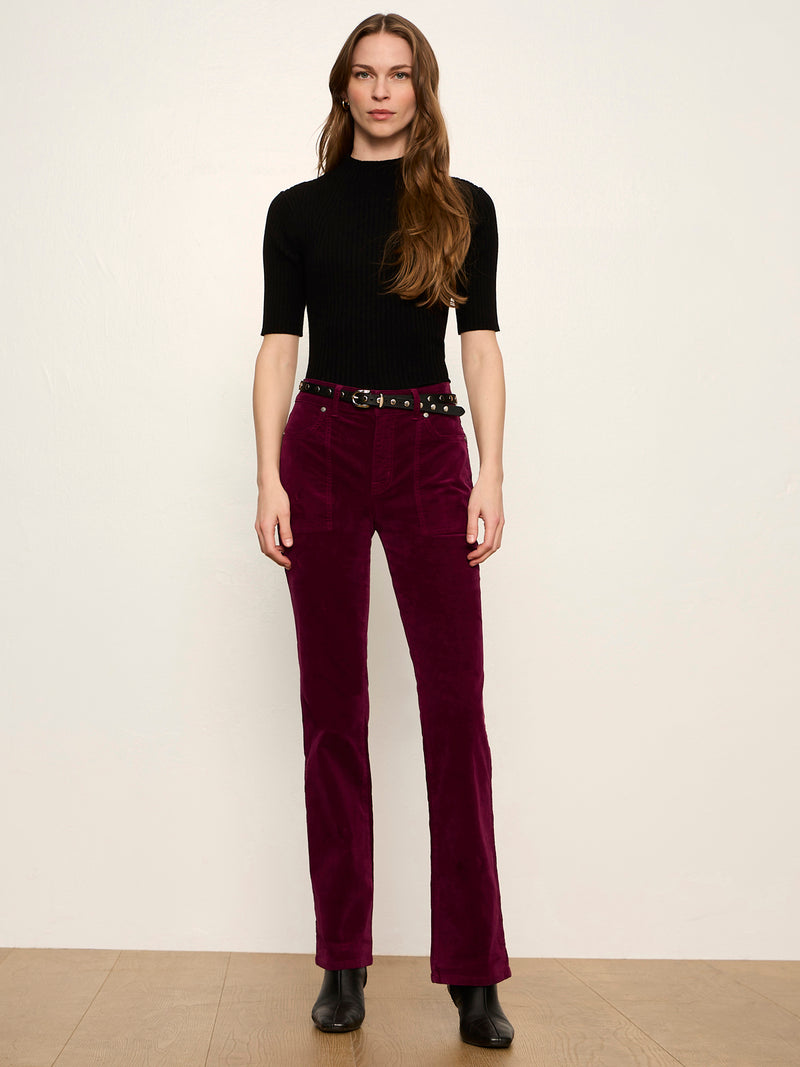 Play Date Velveteen Bootcut Pant Bordeaux alt 4