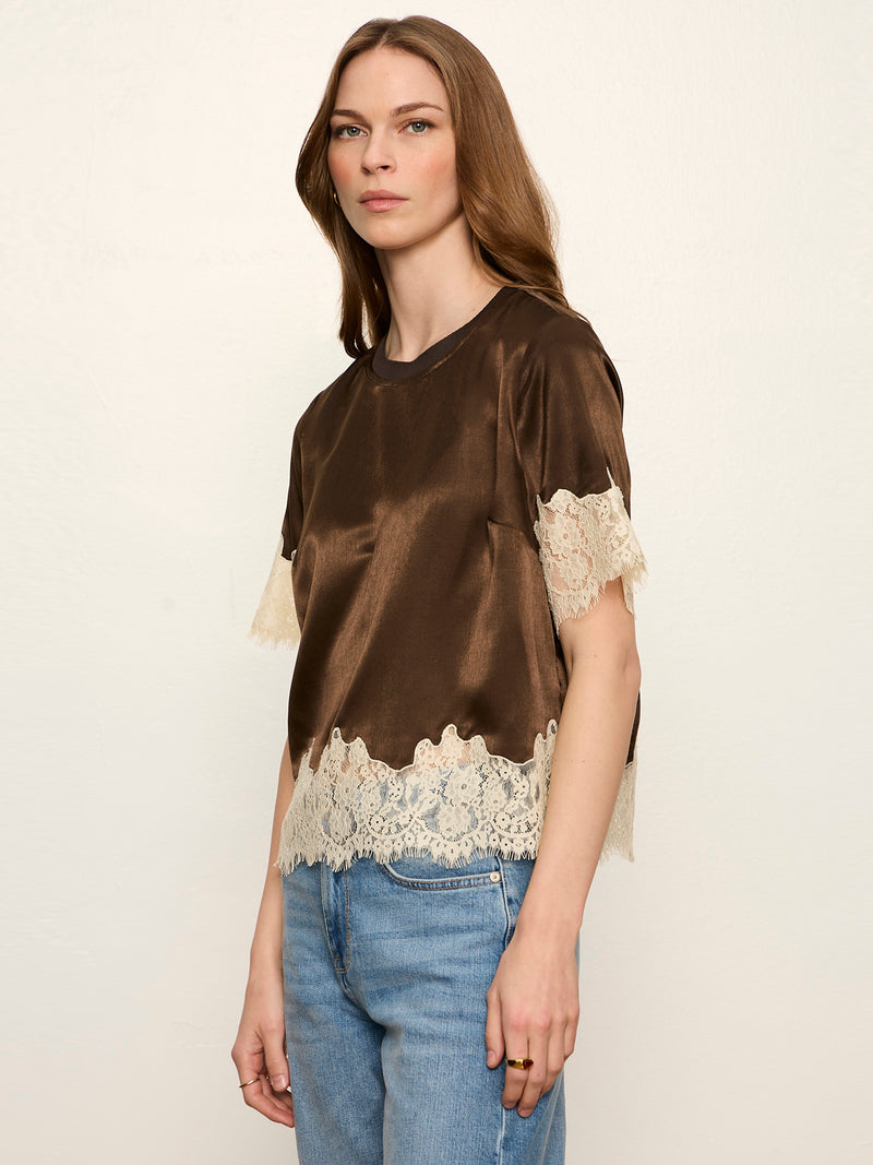 One Of A Kind Satin Lace Top Espresso Martini alt 1