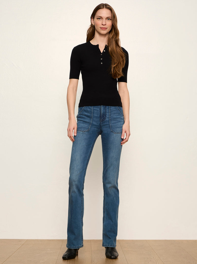 Ribbed Henley Tee Black alt 5