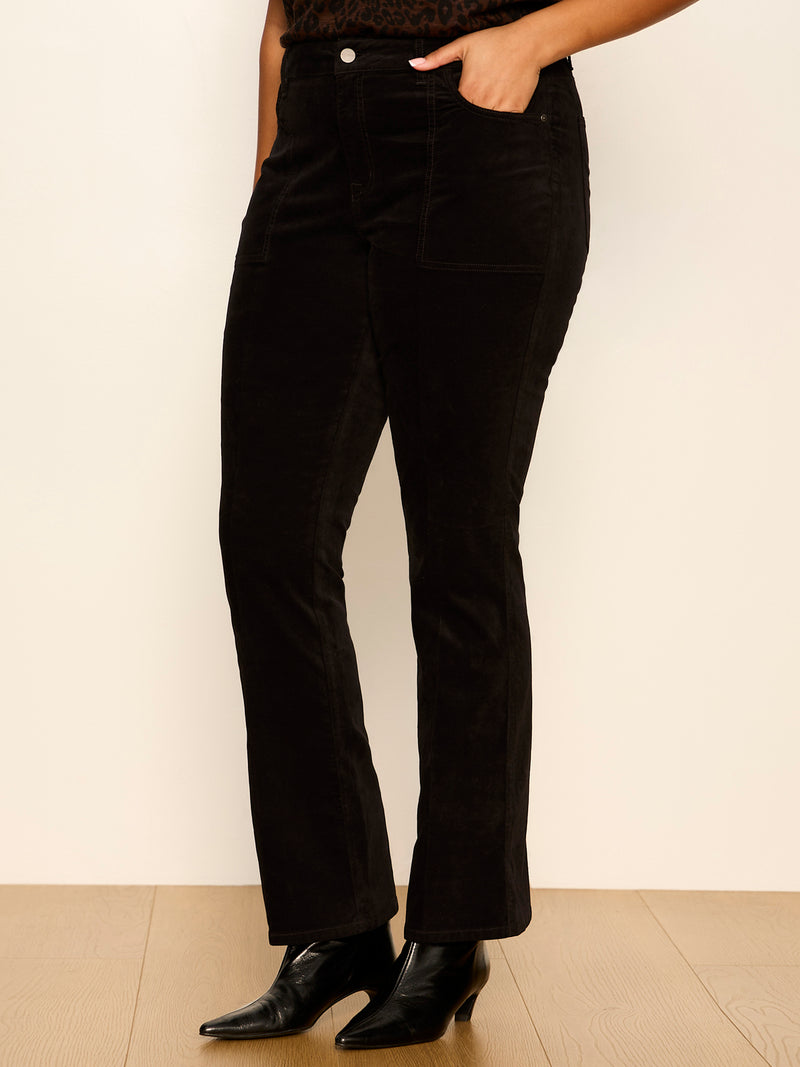 Play Date Velveteen Bootcut Pant Black Extended Sizing alt 1