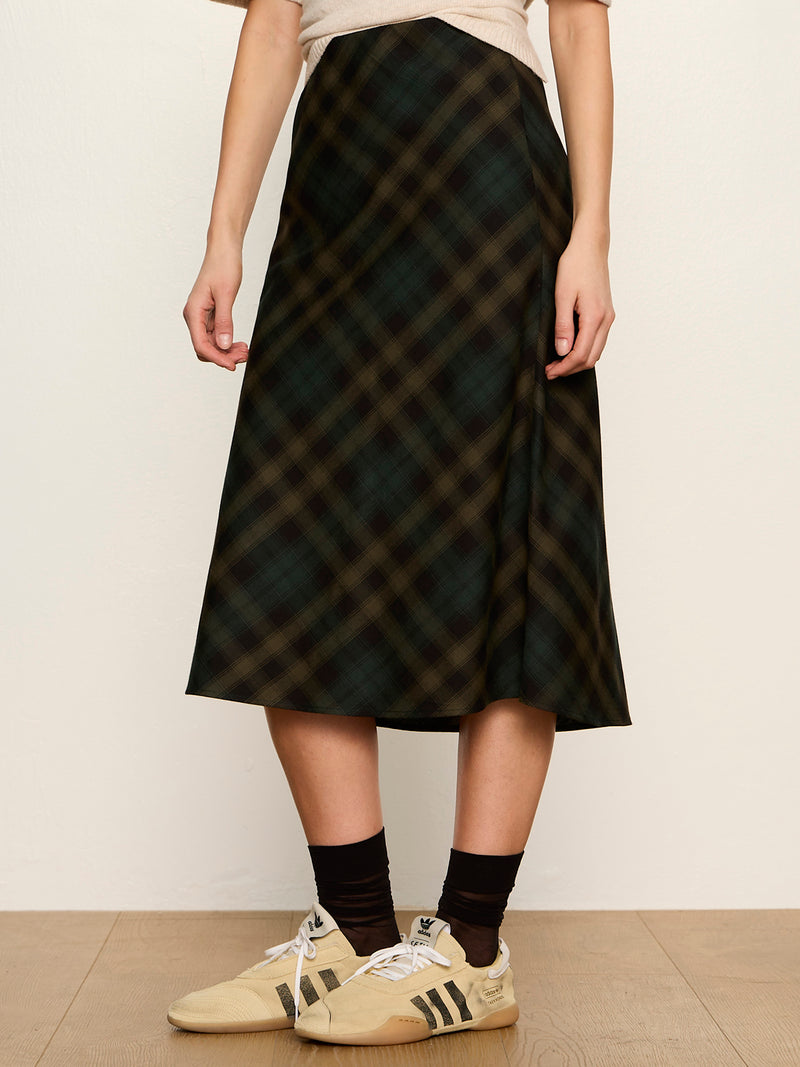 Favorite Plaid Slip Skirt Forest Plaid alt 1