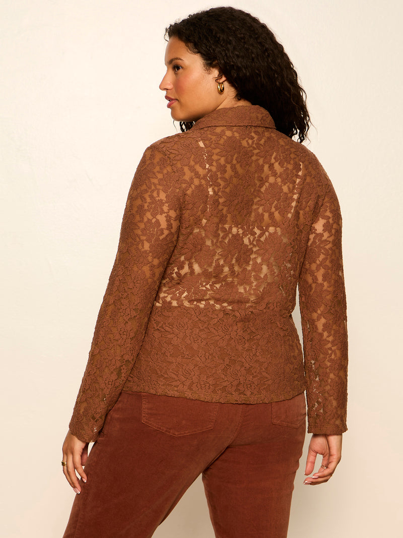 Dreamer Lace Shirt Cocoa Powder Extended Sizing alt 3