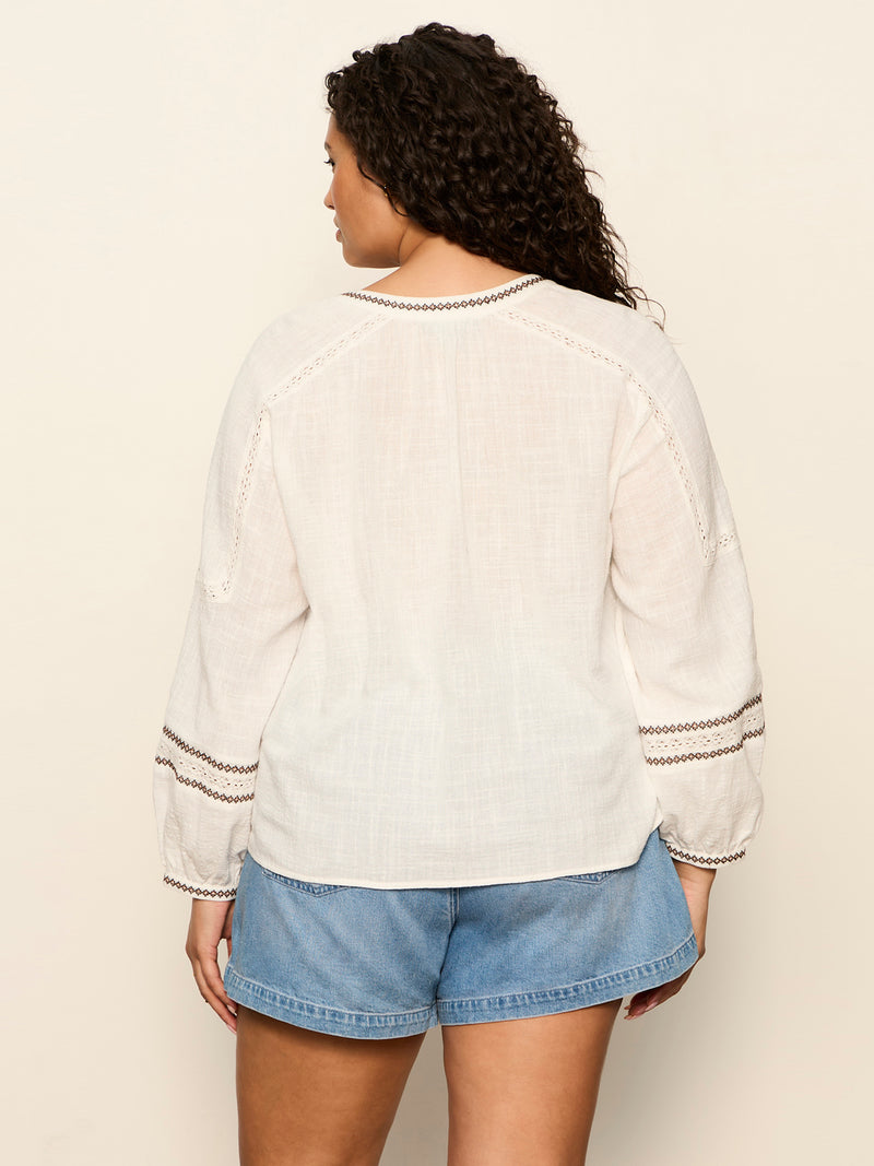 Retreat Embroidered Blouse Chalk Extended Sizing alt 1