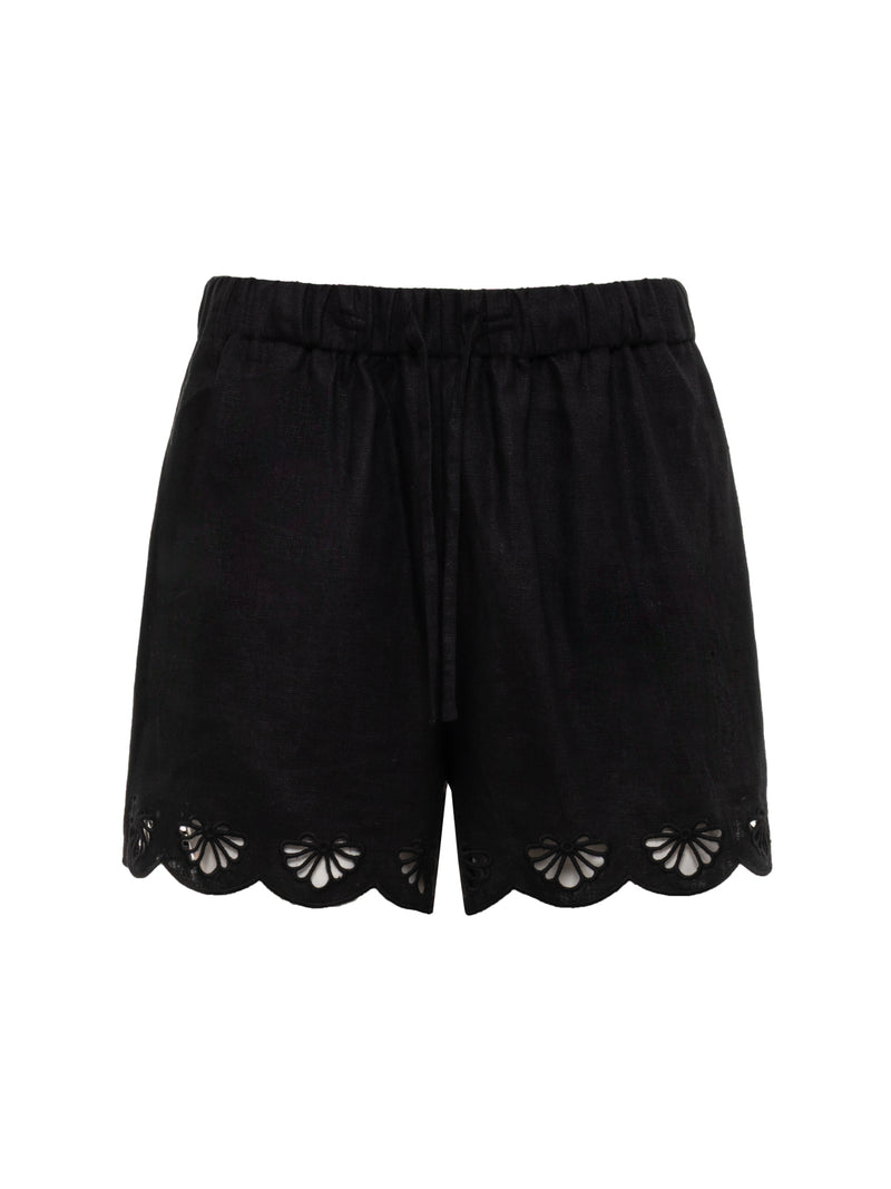 Almost There Linen Shorts Black alt 5