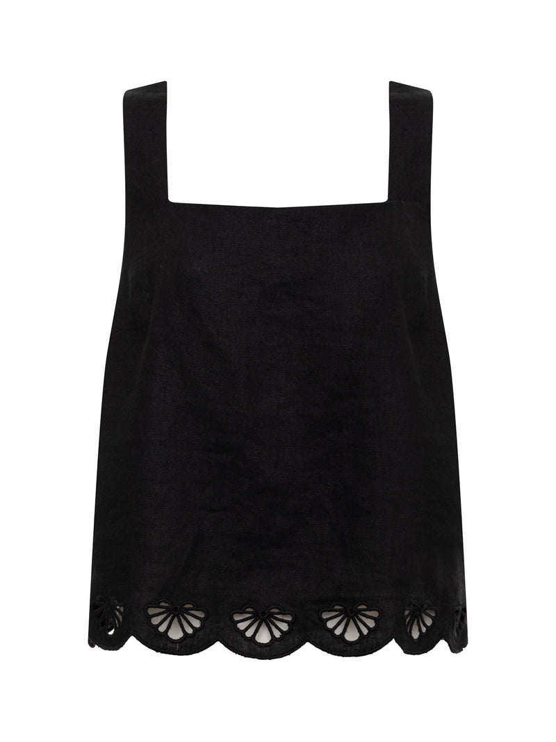 Almost There Linen Top Black alt 5