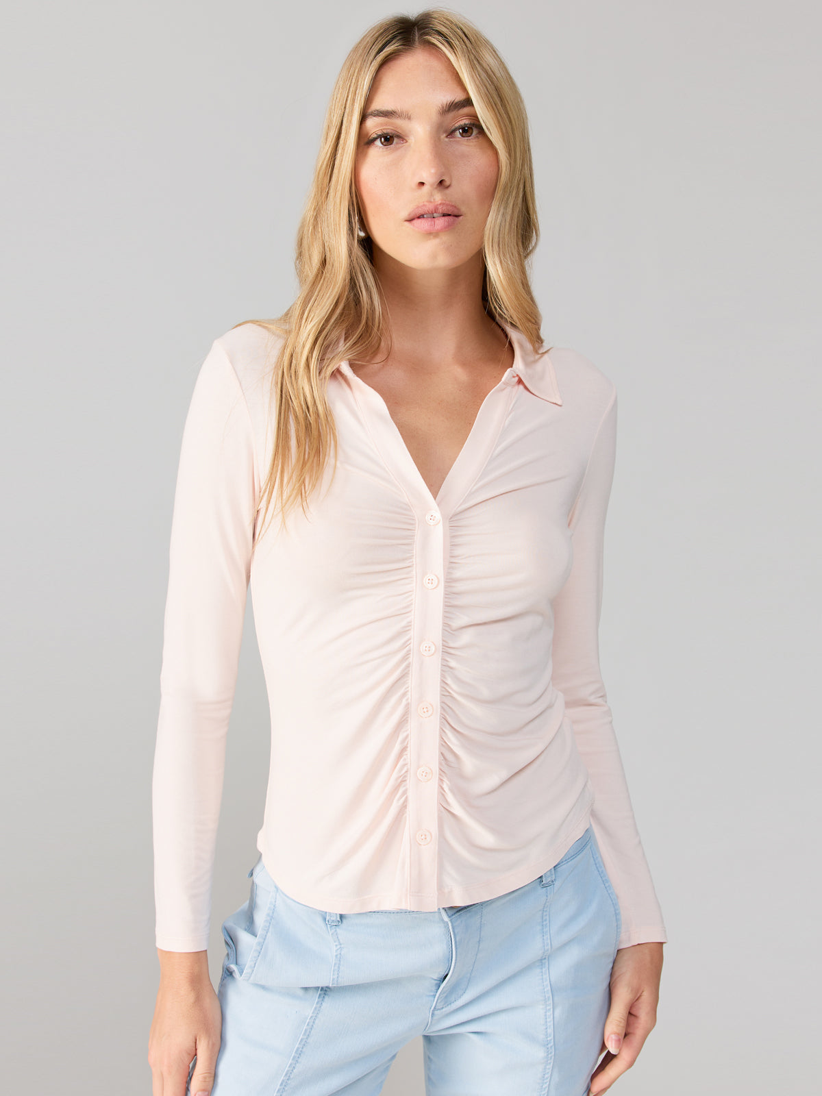 Dreamgirl Knit Button Up Top Rose Essence