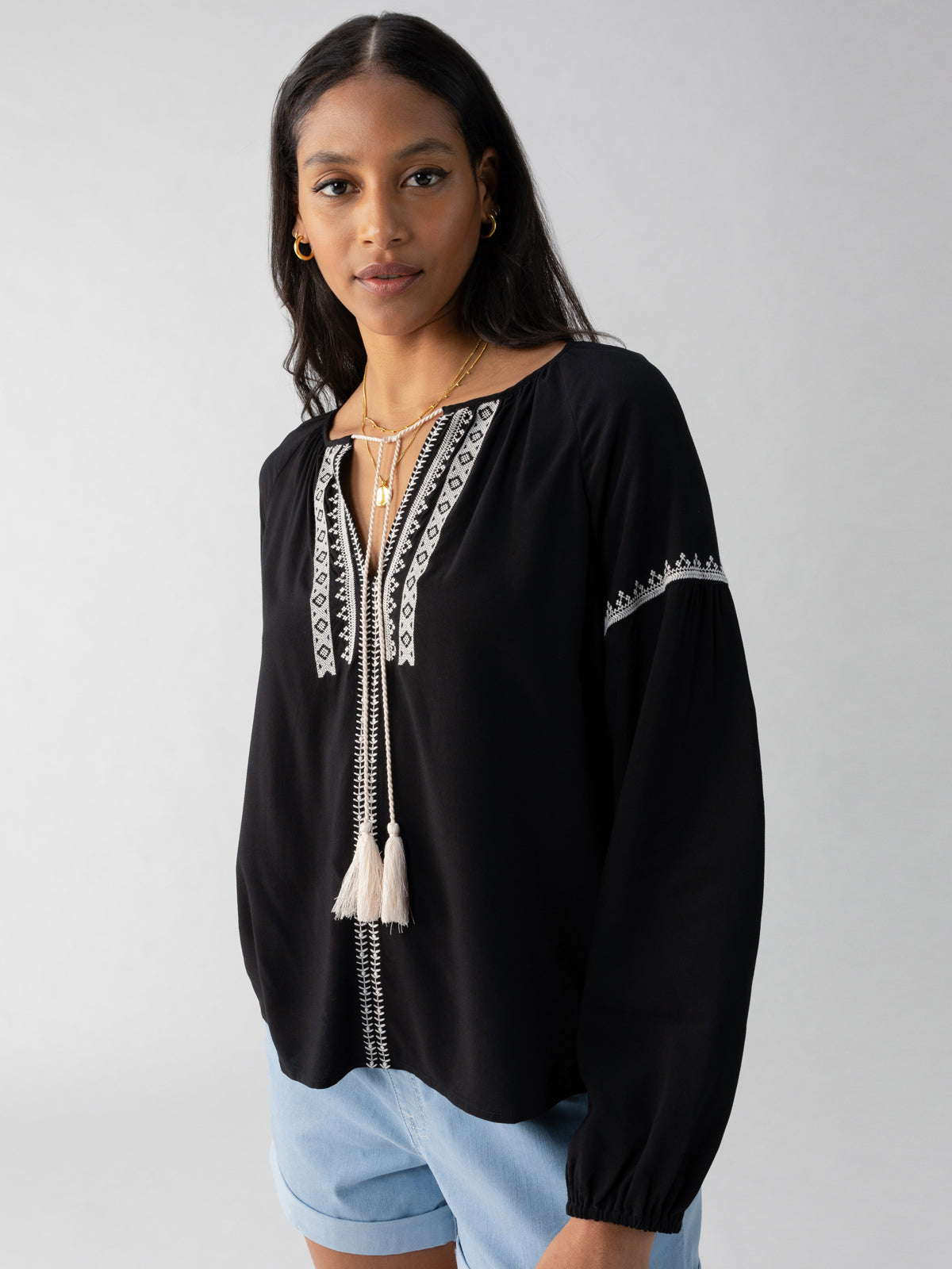 Embroidered Blouse Black