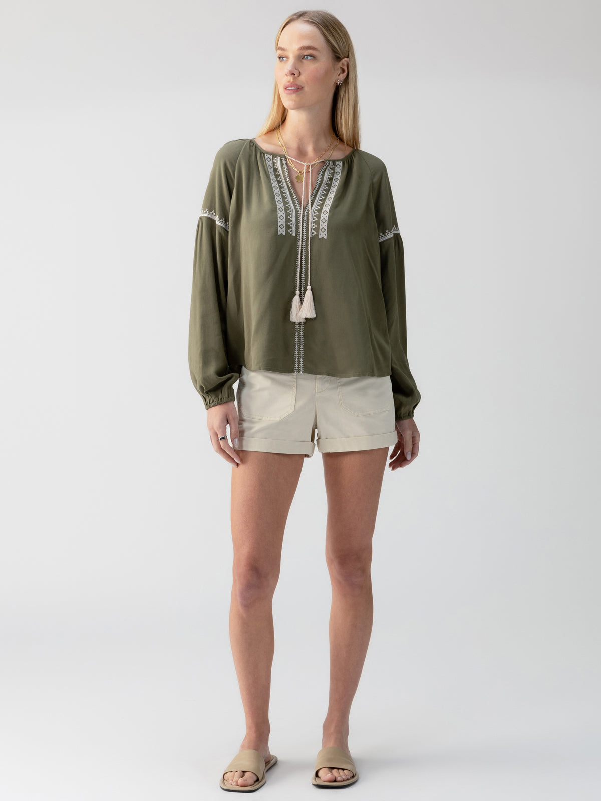 Embroidered Blouse Burnt Olive