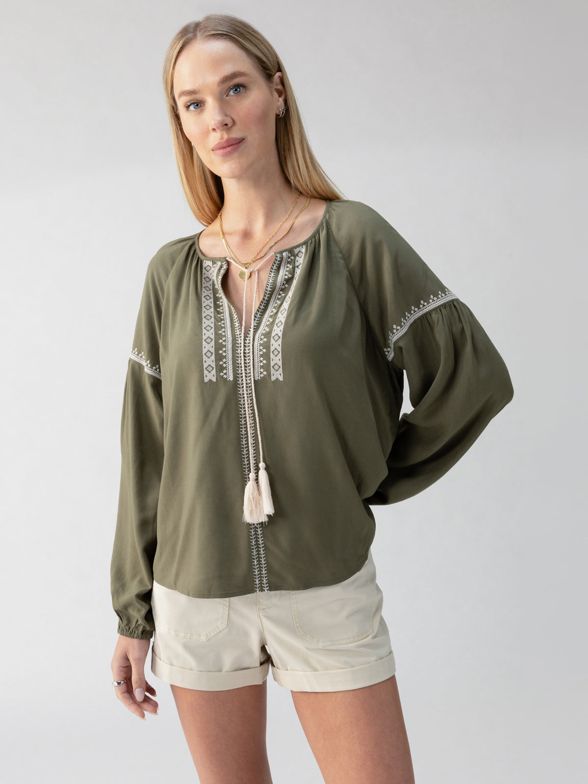 Embroidered Blouse Burnt Olive
