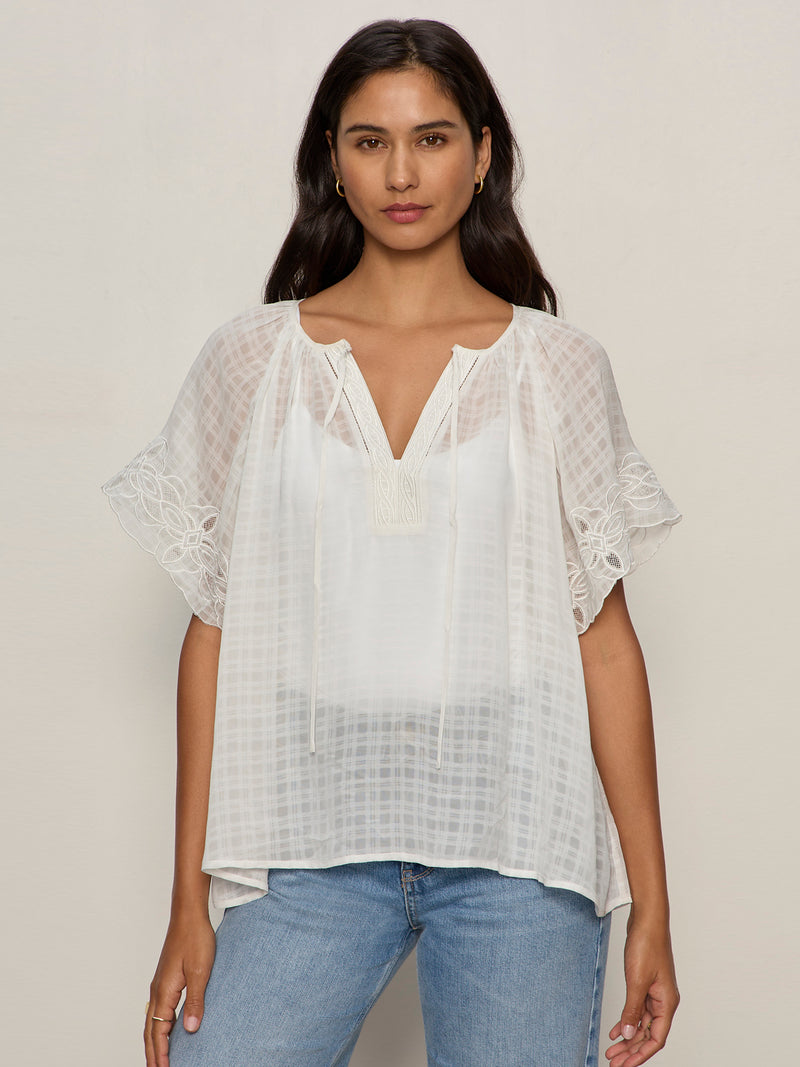 Easy Brunch Embroidered Blouse Chalk alt 6