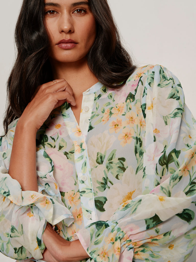 Femme Muse Button Blouse Spring Floral alt 3