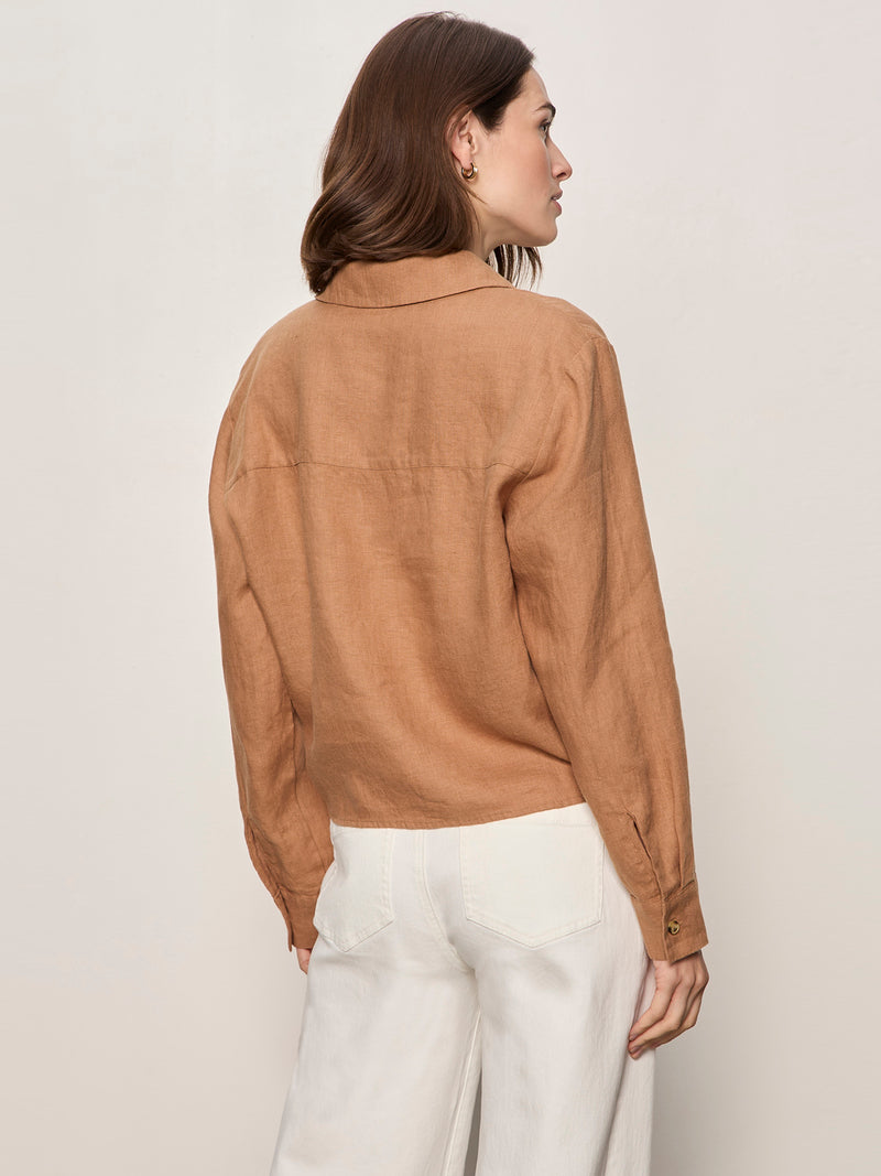 More Love Linen Tie Top Toasted Coconut alt 1