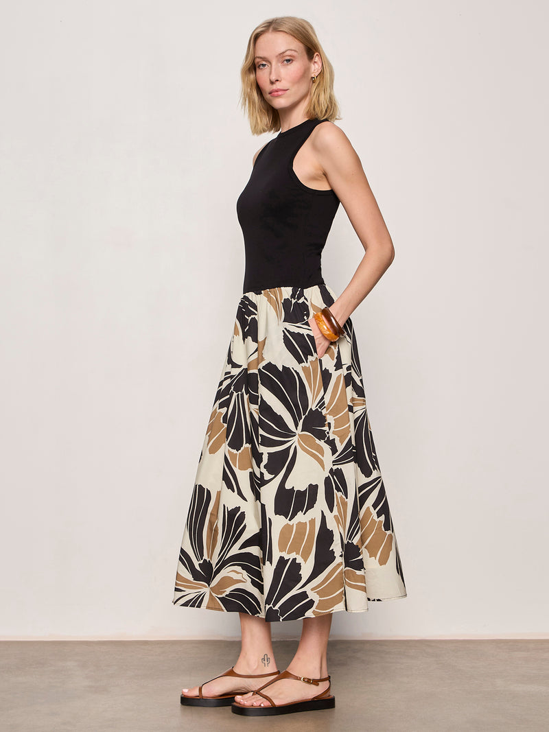 Sandbar Mix Media Midi Dress Lotus with Black alt 3