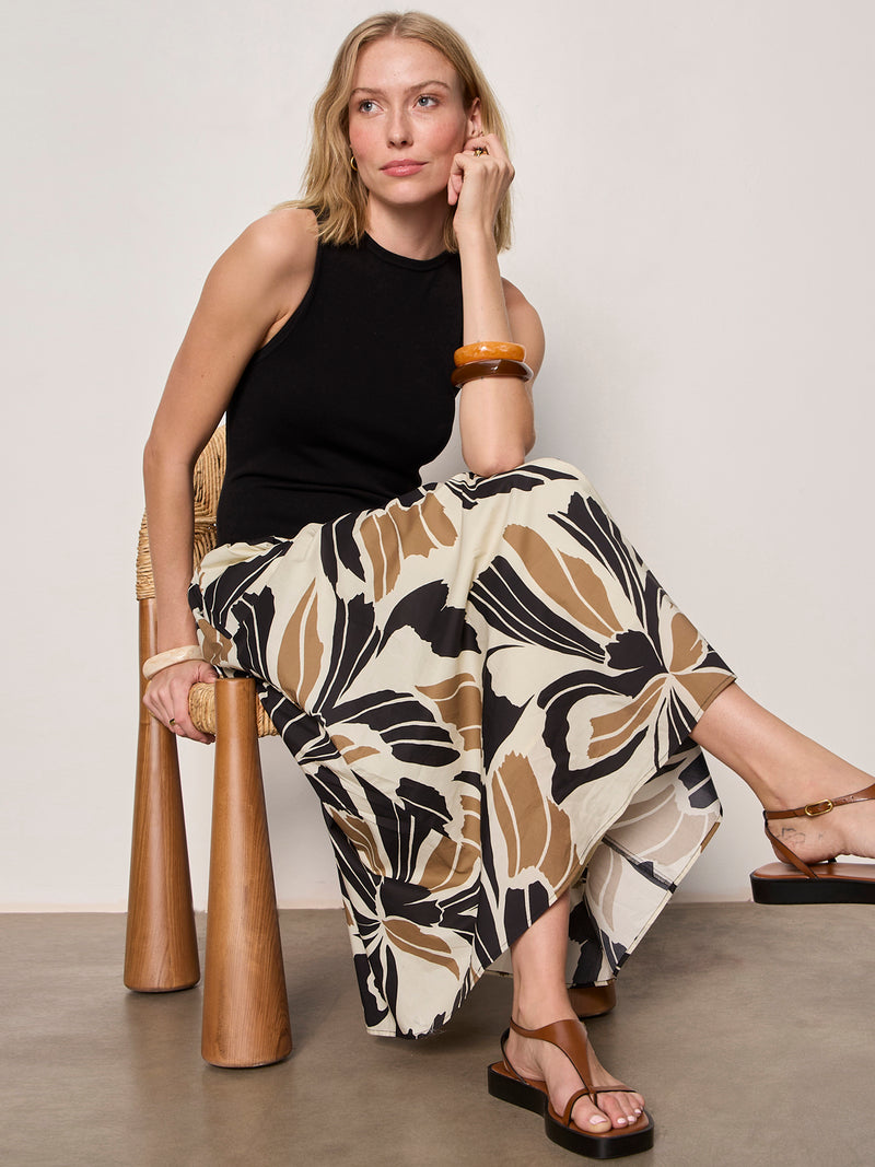 Sandbar Mix Media Midi Dress Lotus with Black